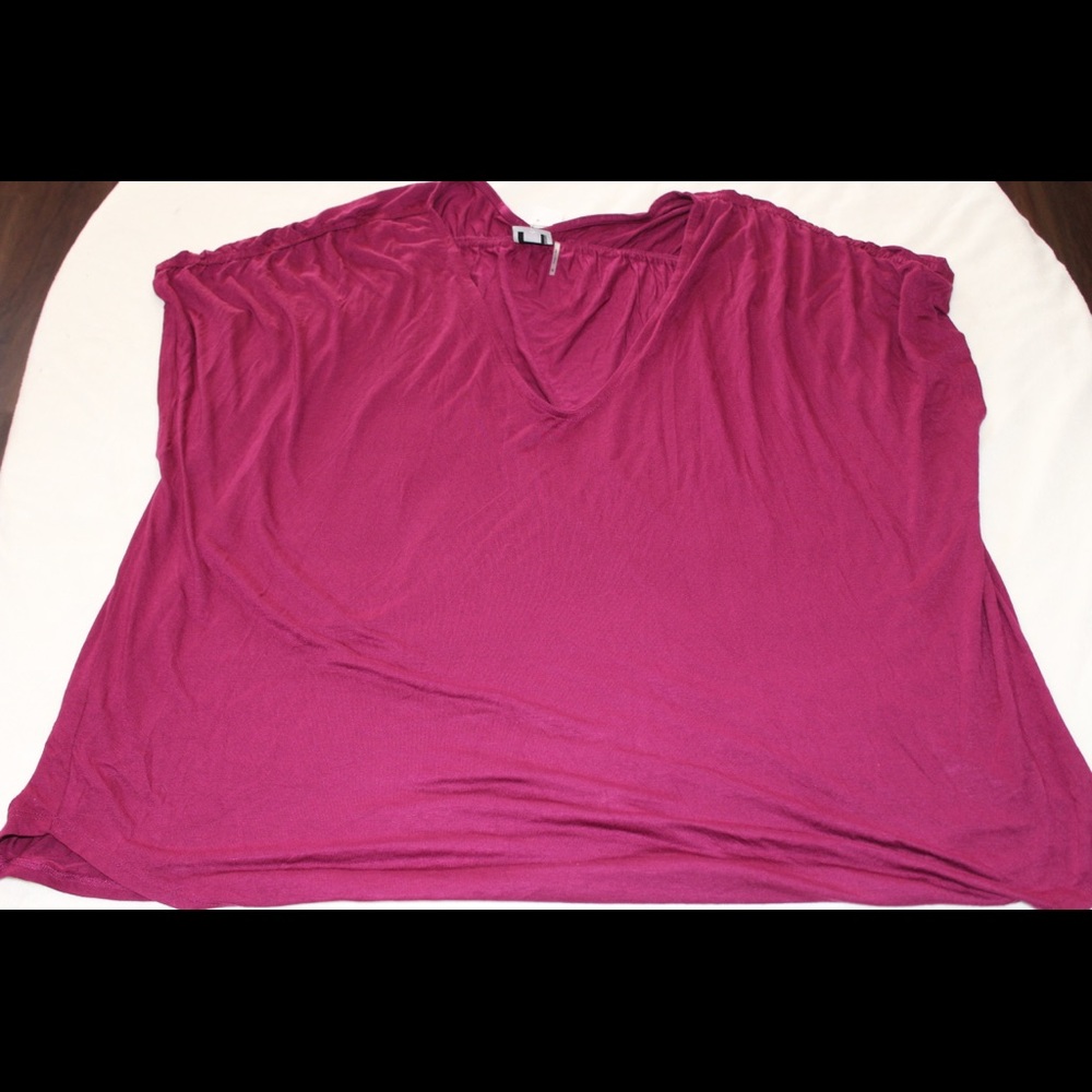 H by Bordeaux Ruched V-Neck T-Shirt Plus Size 3x